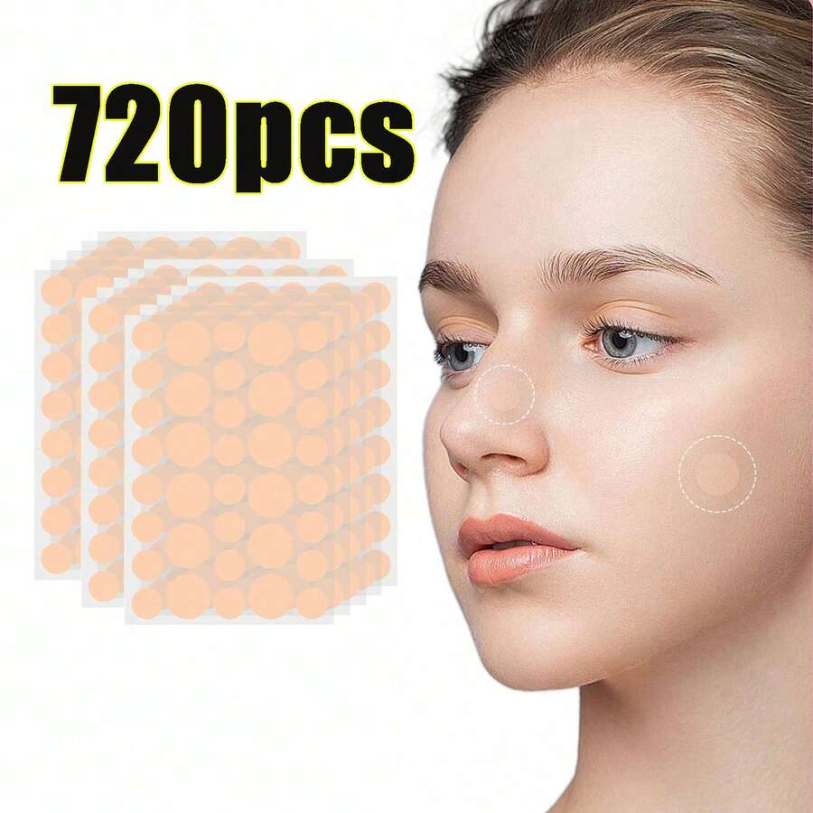 720片/432片/36片装隐形肤色圆形脸贴，可移除无缝圆形贴纸，防水防汗迷你贴纸，易于使用，便携，高粘性透明圆形贴纸，适用于派对、办公室、万圣节等各种场合，可爱贴纸（仅供装饰用途，非化妆品），价格实惠，圣诞礼物，化妆品，化妆工具，物美价廉，礼品，女士礼物，圣诞礼物，赠品，旅行，廉价好物，旅行必备 - 杏色 - 查看 1