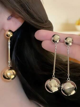 1 par de pendientes de aro largo y redondo de plata de alta calidad con ganchos, de estilo retro y único, joyería de oreja para mujeres de Europa y América