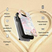 防震时尚度假风意大利海岸花卉拼贴手机壳，可爱海岸风情，充满夏日气息，兼容 17 Pro Max、16e、15 Plus、14、13 Pro Max、12、11，春季礼物 - 彩色 - 查看 5