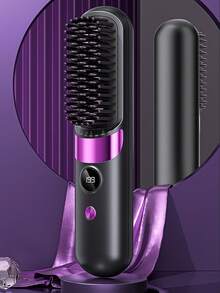 新款USB充电式直发梳，液晶显示屏直发梳，无线便携式美发造型器，负离子护发，二合一直发卷发器 - 彩色 - 查看 9