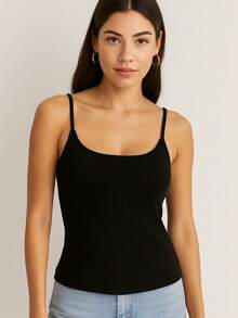 Kit 3 Women's Suplex Ribbed Tank Top With Thin Straps, Ribbed Blouse, Summer Stylish, Fashion Blogger Colors, Summer - XANH/TRẮNG/ĐEN - Xem 4