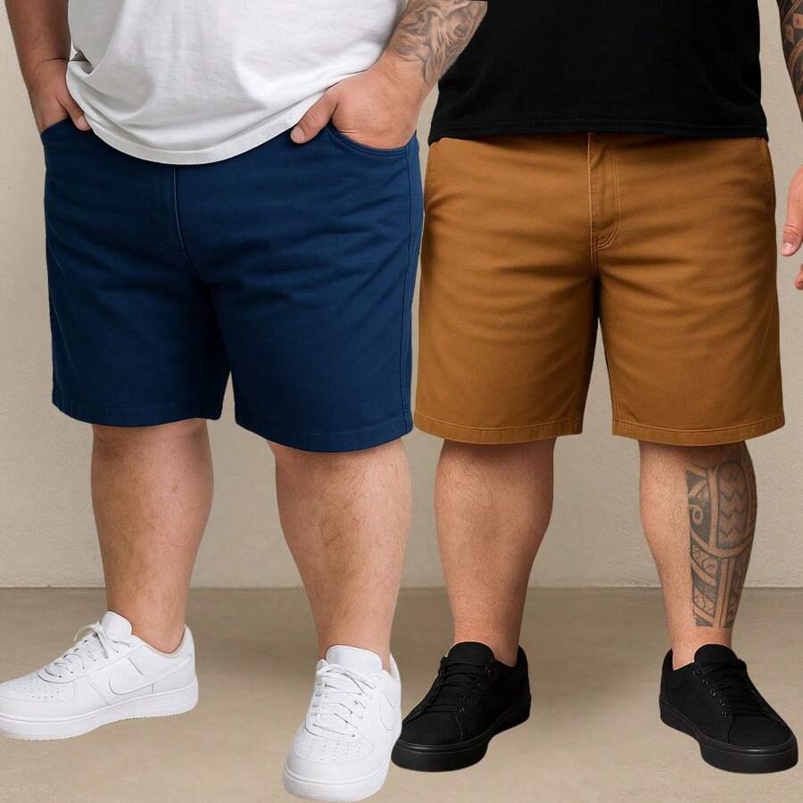 EVOLUTION PLAY Kit 2 Bermuda Shorts Twill Men's Plus Size 48 Or 58 Extra Large - Blue-ochre - View 1