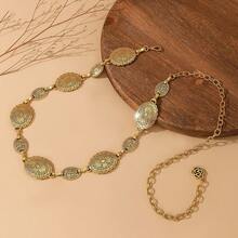 Versatile Metal Waist Belt/Chain, Oval Shape, Suitable For Jeans, Suits, Dresses, Fashion Bohemian Zinc Alloy Women's Belt, Suitable For Spring, Summer, Autumn, Winter