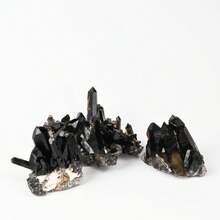 1pc Natural Smoky Quartz Crystal Cluster - Raw Unpolished Stone With Black & Clear Veins, Grounding Energy Decor For Home Altar, Spiritual Gift For Father's Day, Graduation, June Festival, Alter Decoration, Tree Like Formation, Vegetation Lookalike