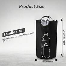 1 件家用超大容量可折叠回收桶 - 圆柱形敞口设计，多用途收纳篮，适用于塑料瓶，节省空间的可折叠收纳盒，耐用且易于清洁，无需电力，家用回收桶，瓶子储存，现代美学，坚固的结构，公寓生活 - 黑色 - 查看 13