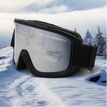 نظارات ثلج للبالغين مزدوجة الطبقة مضادة للضباب مع علبة ملونة، نظارات ثلج أسطوانية واسعة الزاوية عالية الوضوح للتزلج، مضادة للعمى الثلجي، لون أحادي