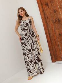 Vestido Feminino Floral Plissado Verão 0258-1 - Preto e Branco - Visão 1