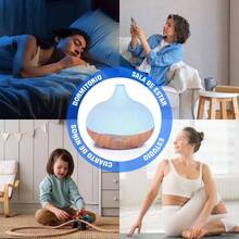 Difusor de Aceites Esenciales 500ML, Difusor de Aromas Redondo con Lmpara Nocturna Colores, Aromaterapia Ultrasonico Apagado Automtico, Humidificador de Aire para Hogar Choco - Madera - Ver 8