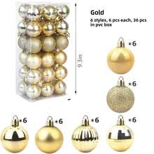 36pcs/Set Christmas Balls Set - Assorted Styles, Plastic Hanging Decorations For Christmas Tree, Bohemian Style, Ideal For Thanksgiving, Christmas Decorations, Scene Decor, Festivals Decor, Room Decor, Home Decor, Offices Decor, Theme Party Decor, Christmas Decor, Christmas Balls