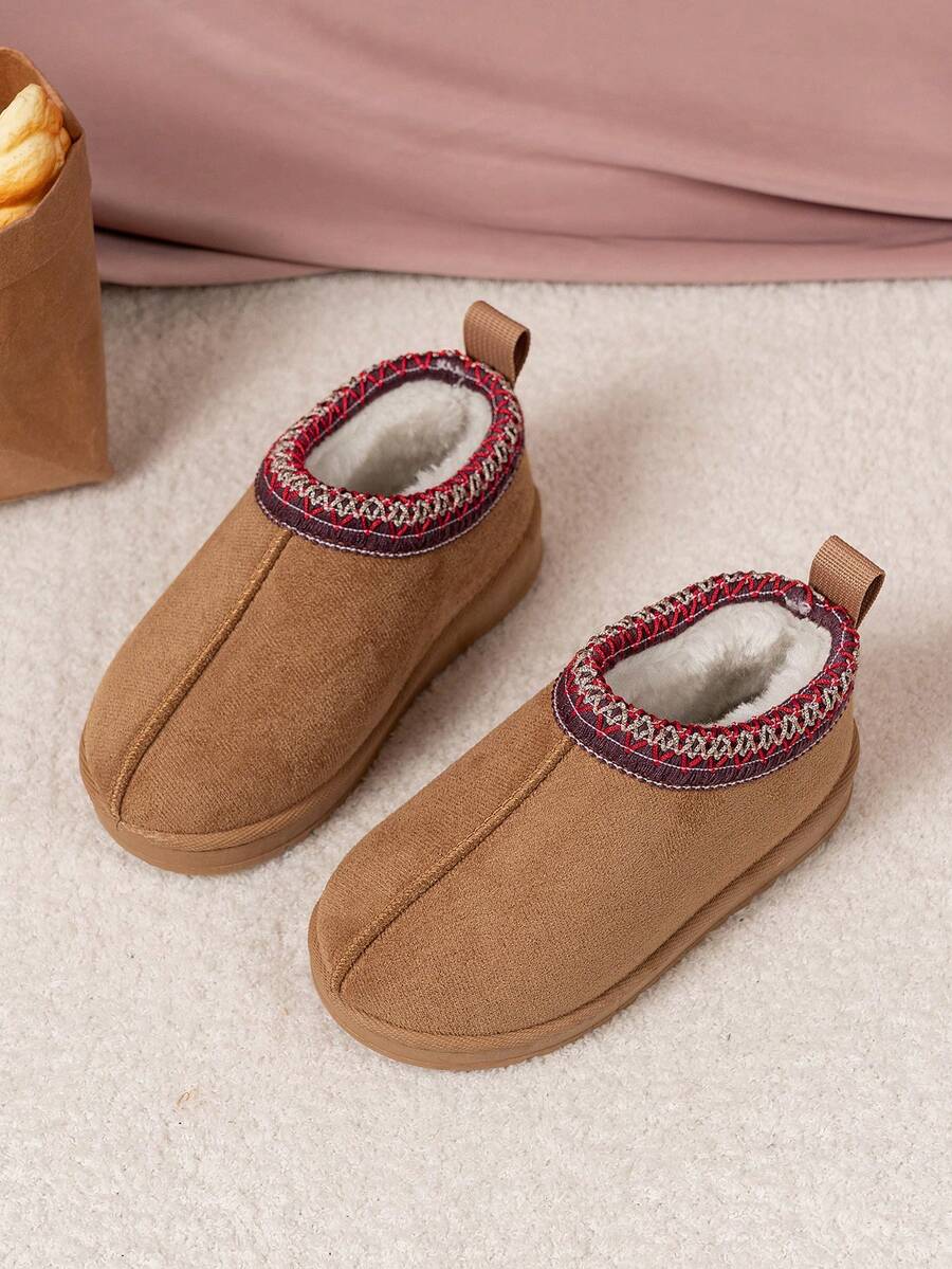 1 Pair Kids Snow Boots, New Autumn/Winter Children Shoes, Girls Toddler Warm Boots, Boys Soft Bottom Short Plush Boots, Casual Versatile Lightweight & Comfortable - Brown - View 1