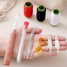 34 Pieces (5 Sizes) Large Eye Needle Kit, Suitable For Seniors - Hand Needle With Thread, 3 Corrugated Polyester Yarns (Black/White/Red) And Storage Tube - Complete Steel Needle Set For Home Embroidery, Crafts, Clothing And Fabric Repair - 1 bộ/cái - Xem 5