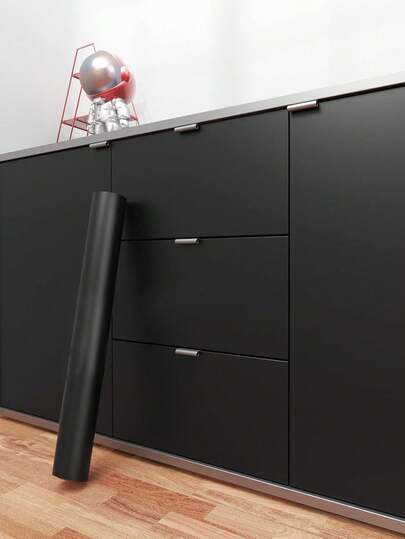 1 Roll Thick Matte Black Wallpaper, Solid Color Matte Wallpaper For Home Decor, Cabinets, Furniture, Room Backdrop Renovation, Self-Adhesive, Waterproof, Oil-Proof, Heat-Resistant, Tile Wall Paper, Washable, Covers Imperfections, Bedroom, Kitchen Wall Stickers Wall Decor Room Decor Bedroom Decor