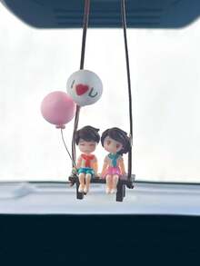 1 pieza Adorno colgante de pareja para espejo retrovisor, accesorio de pareja con globo para decoración de coche - Multicolor - Ver 9