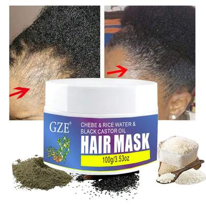 GZE GZE Chebe Rice Water & Black Castor Oil Hair Mask - Intense Strengthening Treatment To Reduce Breakage In Dry, Brittle Hair​
