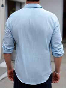 Men's Textured Casual Button-Down Long Sleeve Shirt