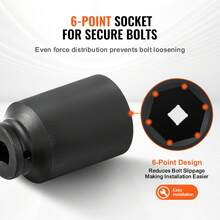 Axle Nut Impact Socket Set, 1/2" Drive Deep 6-Point 8-Piece SAE Spindle Nut Socket Set, CR-MO Heat Treated Large Socket Set With Storage Case, For Auto Repair, Removing Or Installing Axle Nuts - Black - View 4