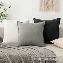 غطاء وسادة زخرفي من الكتان الأبيض (لا يشمل إدراج الوسادة)، غطاء وسادة أريكة بنمط مزرعة بوهيمي محايد، مناسب للأريكة والشرفة والغرفة النوم وغرفة المعيشة، مناسب لجميع المواسم، من خامة الكتان، تصميم بسيط وراحة