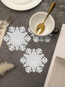1-12 件雪花万圣节专属餐垫，奢华亚麻风格，可水洗，三重防滑材料，圣诞树外观适用于餐桌装饰、家居装饰、家庭聚餐、露营、婚礼、室内/室外派对、圣诞节节日礼物可擦拭餐垫