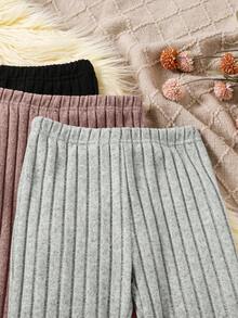 3 sztuki/zestaw dziewczęcych, jednolitych kolorów, obcisłych, rozszerzanych spodni, jesień/zima