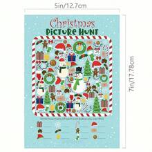 Juego de cartas de Navidad, tarjetas de papel a doble cara, regalo de Navidad divertido, tarjetas de felicitación de Navidad, accesorios para juegos de fiesta de Navidad, que incluyen juegos de búsqueda de palabras y de encontrar imágenes, adecuado para reuniones, fiestas y regalos navideños