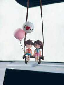 1 pieza Adorno colgante de pareja para espejo retrovisor, accesorio de pareja con globo para decoración de coche - Multicolor - Ver 6