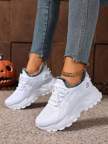 女士防滑健身登山靴，保暖内衬舒适休闲鞋，户外运动路跑运动鞋 - 白色 - 查看 5