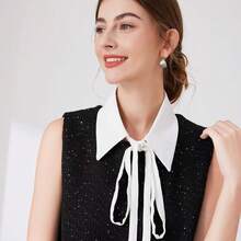 1pc Elegant Pointed Collar Bowknot Detachable Collar For Dress