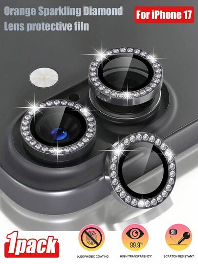 1 件黑钻镜头膜，镜头保护环/外壳，钢化玻璃[防刮]，金属单环相机屏幕保护膜镜头盖镜头保护环，兼容 11/12/13/14/15/16/16 Plus/16 Pro/16 Pro Max、17/17 Air/17 Pro/17 Pro Max 全系列