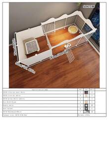 1pc White Indoor Pet Fence With Toilet Area For Small Dogs, Home Use Dog Crate With Divider