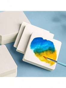 50 بطاقة بريدية من ورق الاكوريل الممتاز، 3.94x3.94 بوصة، 300 جرام/م2، نسيج مطبوع، خالي من الحمض والليجنين، للرسم والأعمال اليدوية والإبداعات الفنية، مثالية للتهنئة والدعوات وبطاقات الشكر والعيد الميلاد والمدرسة