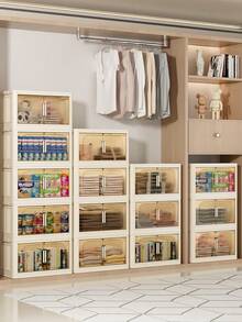 Multifunctional Foldable Storage Box, Storage Shelf, Storage Case, Stackable, With Lid, Large Capacity, With Casters, Dustproof And Moisture-Proof, Foldable, Storage Container, Costume Case, Costume Storage, Documents, Small Items, Storage Box, Storage Supplies, Kitchen Storage, Home Use, Office Use, Car Use, Easy Assembly, Clothes, Futon, Books, Food Storage, Cupboard