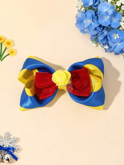 1 Stück Cartoon rot gelb blau Haarschleife für Mädchen, gelbe Rosen Schleife mit Alligatorclip, zarte Haarschleife, elegante tägliche Haarspangen, funkelnde Prinzessin Haarspange, Haaraccessoire für Teenager