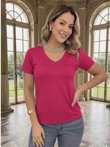 Women T-Shirts - 玫紅色 - 查看 1
