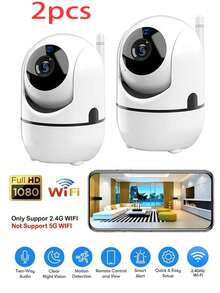 1 pieza 2 piezas Cámara HD 1080P, Cámara inalámbrica WIFI, Cámara de para el hogar, Admite visualización remota móvil, Reproducción de video, Vista panorámica de 360°, Visión nocturna, Intercomunicador de audio bidireccional, Instalación fácil - Sistema de monitoreo inteligente, Cámara de inalámbrica Monitor de cámara de monitoreo interior - Blanco - Ver 4
