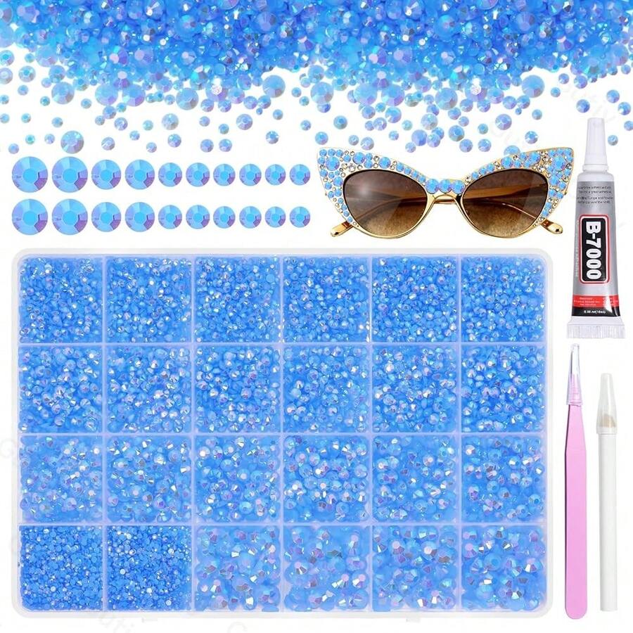 21000Pcs Blue AB Rhinestones For Bedazzling Kit, Mix Sizes Jelly Bedazzling Resin Gems, Gems Bedazzling For Crafting, Flatback Resin Rhinestones For Craft DIY Face Makeup{"Color_name":"S23"} - S23 - 查看 1