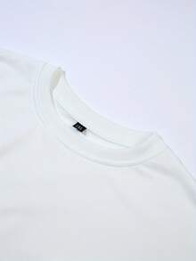 Sweatshirt Letter Print Plus Size Ladies Round Neck Sweatshirt, Long Sleeve Comfortable Cotton Sweatshirt - White - View 4