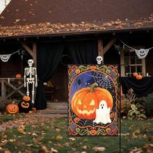 Halloween Pumpkin Garden Flag 12x18 Inch Ghost Spider Web Scary Halloween Yard Flags For Outside Holiday Theme Decor Seasonal Outdoor Farmhouse Porch Decoration# DOUYYY