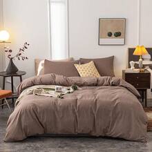 Ultra Soft 100% Cotton Solid Color Dusty Pink Queen Duvet Cover Set With Zipper Closure - 3 Pieces,  In 2025 - 咖啡 - 查看 1