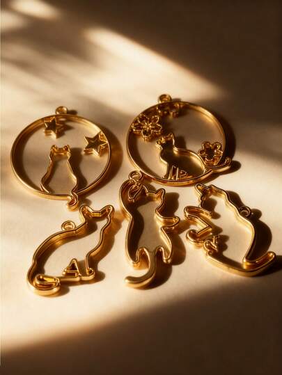 Cat Border Mold Resin Molds Cute Cat & Star Pattern Epoxy Resin Mold - Flat Round Shape For Pressed Flower Jewelry Making, DIY Craft Mold For Resin Art, Perfect For Creating Unique Cat-Themed Accessories, Ideal Gift For Pet Lovers & Craft Enthusiasts