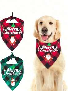 2pcs Triangle Scarf, Bib, Pet Party, Family Members, Pet Scarf, New Year Celebration, Tree Decor, Napkin Best Gifts Birthday Home Decor Christmas Decorations Room Decor Christmas Winter