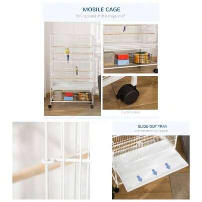 Large Bird Cage Budgie Cage Finch Canaries Parrot With Stand