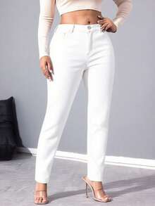 Quần jean skinny co giãn, dáng ôm và thiết kế nâng ngực, phù hợp cho các hoạt động hàng ngày, ở nhà, thể thao và giải trí, thoải mái khi mặc cả ngày. - trắng - Xem 3