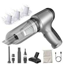 SUITU 车载吸尘器带收纳袋 - 礼品 | 宠物毛发吸尘器 | 家用吸尘器 | 无线 USB 充电 | 大功率、大吸力无刷电机便携式吸尘器 | 干湿两用吸尘器 | 适用于汽车/家庭/办公室 | （ABS 材质，9000pa 吸力，7.4V 2000mah 锂离子电池，充满电可使用 20 分钟）。