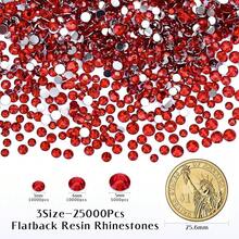 25000Pcs Red Rhinestones For Bedazzling Kit, 3-5mm Resin Flatback Rhinestones Bulk Bedazzle Gems Diamonds For Crafts DIY Shoes, Clothing{"Color_name":"Red"} - 紅色 - 查看 3
