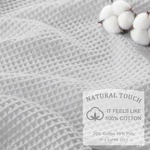 Waffle Weave Shower Curtain - White Cotton Fabric Texture Heavyweight Shower Curtain For Bathroom,Washable,72Wx72Lhalloween - 淺灰色 - 查看 5