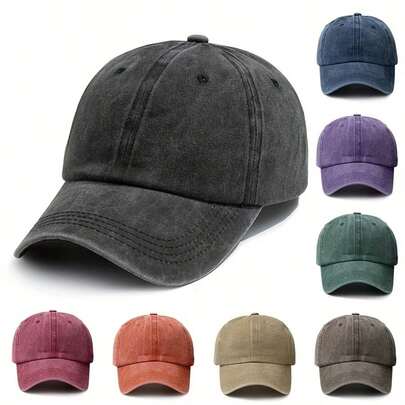 Cappellino da baseball unisex leggero e regolabile di colore unito, berretto vintage semplice e consumato per uomo e donna