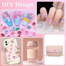 3D Flower Nail Charms Set,150pcs Mixed Size Camellia Rose Resin Charms,150pcs Mixed Size And Color Leaves,100pcs Round White Pearl Beads For Nail Accessories Nail Art (11-Rose-3Red){"Color_name":"Rose-3Red"} - 玫瑰-3紅 - 查看 7