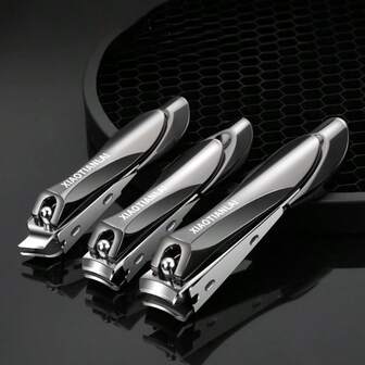 Set de 3 cortaúñas anti-salpicaduras, cortaúñas de acero inoxidable, herramientas de manicura adecuadas para el recorte y el cuidado diario de las uñas