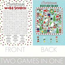 Juego de cartas de Navidad, tarjetas de papel a doble cara, regalo de Navidad divertido, tarjetas de felicitación de Navidad, accesorios para juegos de fiesta de Navidad, que incluyen juegos de búsqueda de palabras y de encontrar imágenes, adecuado para reuniones, fiestas y regalos navideños
