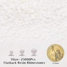 25000Pcs White Rhinestones For Bedazzling Kit, 3-5mm Resin Flatback Rhinestones Bulk Bedazzle Gems Diamonds For Crafts DIY Shoes, Clothing{"Color_name":"White"} - White - 查看 3